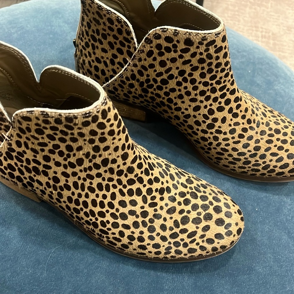 Michael Shannon boots, leopard print and zipper back.
